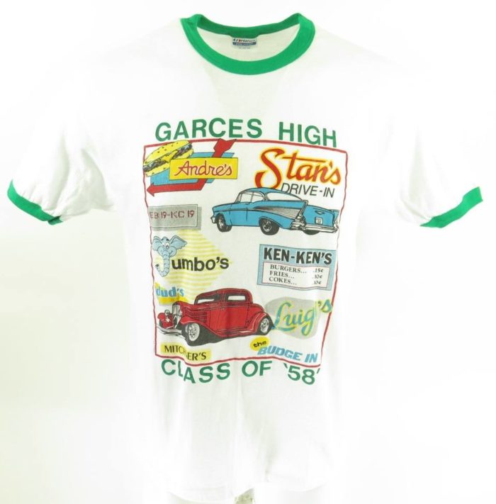 Vintage 80s Retro 50s Cars T-Shirt Mens XL Deadstock Hanes 50/50