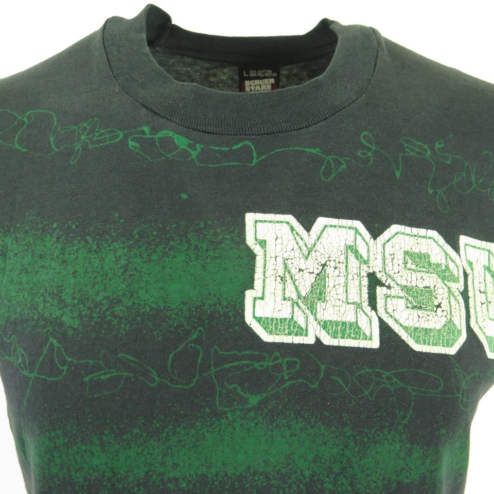 Vintage 80s MSU Spartans T-Shirt Mens Large Michigan State University | The  Clothing Vault