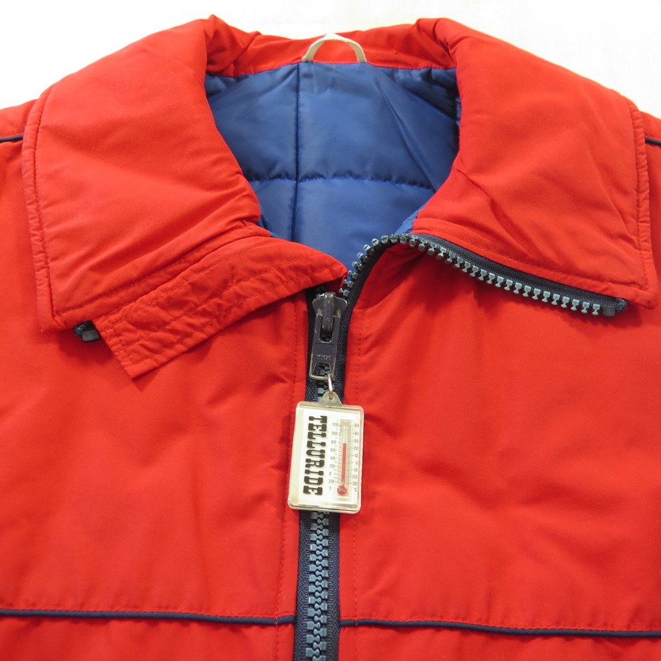 Vintage 80s CB Sports Ski Jacket Mens L Retro Red Puffy Telluride ...