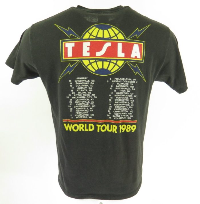 økologisk Koordinere Stikke ud Vintage 80s Tesla World Tour Band T-Shirt XL Black 1989 Concert Heavy Metal  | The Clothing Vault