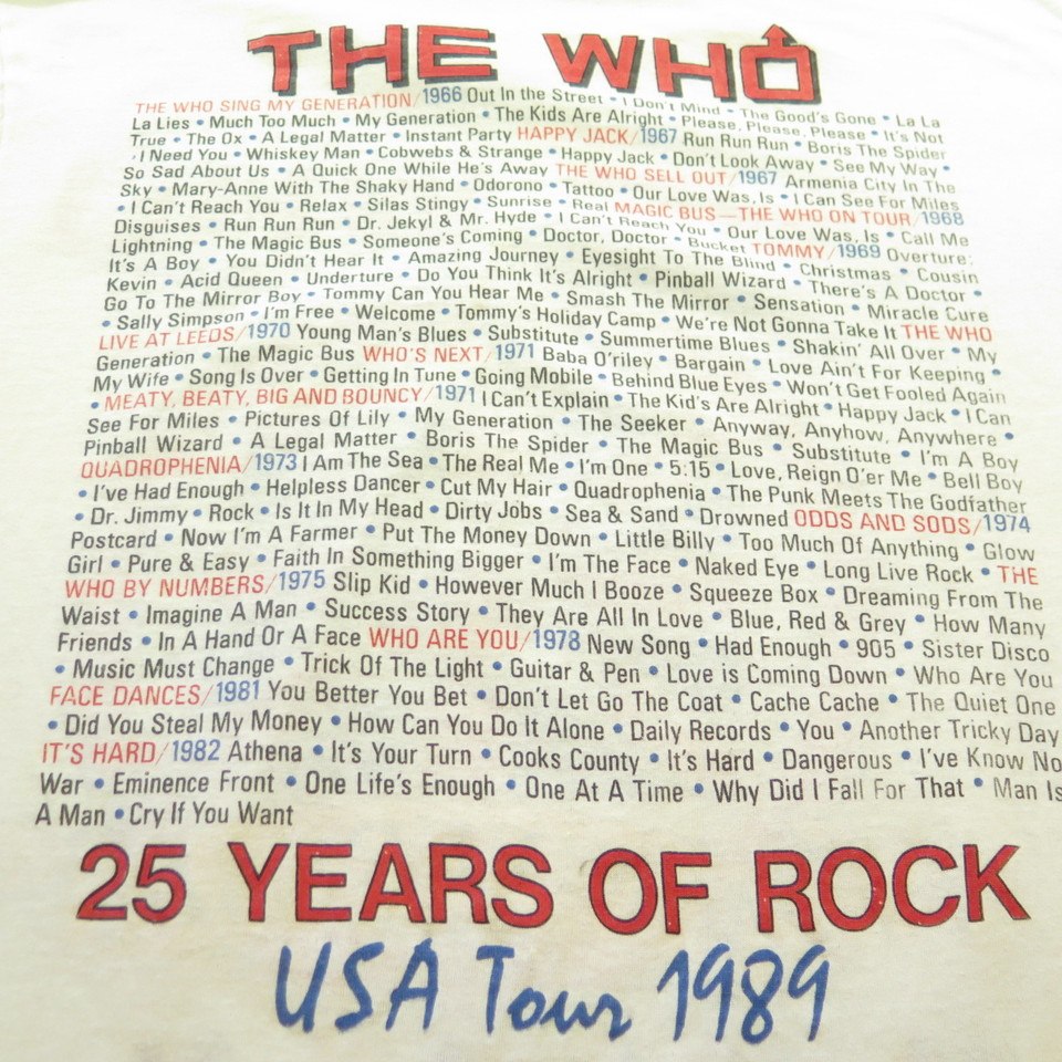 Vintage 80s The Who Tour 1989 T-Shirt Large The Kids Are Alright