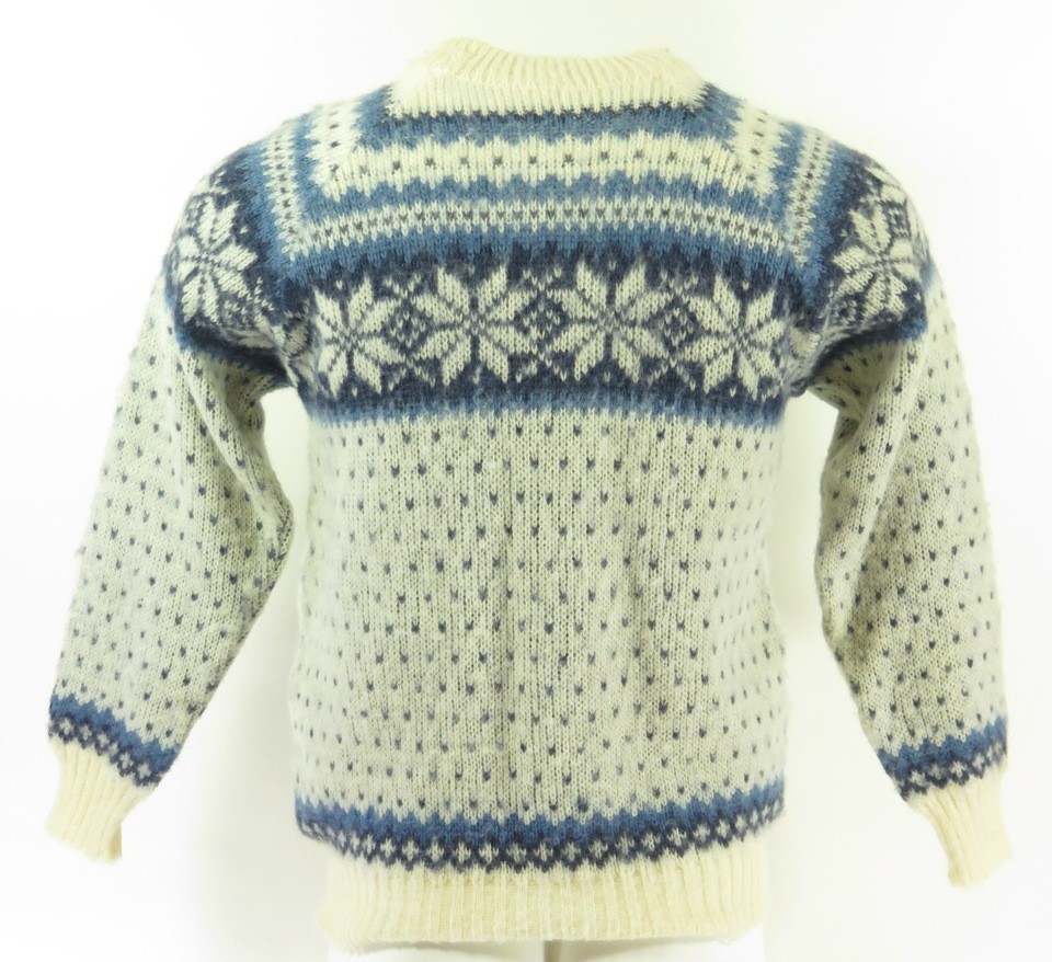 Vintage 90s Norwegian Sweater Mens S Snowflake Pure Wool Royal Hand ...