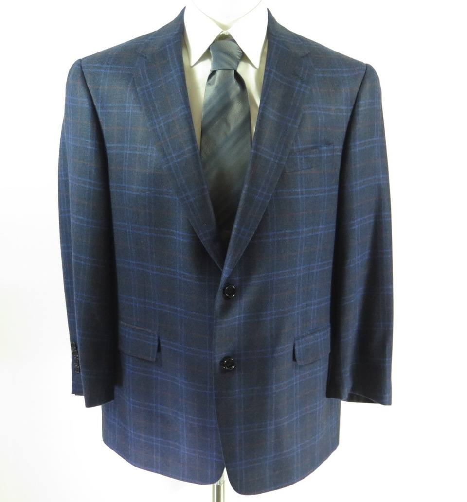 Loro Piana Cashmere Sport Coat Mens 44 New Blue 2 Button Plaid | The ...