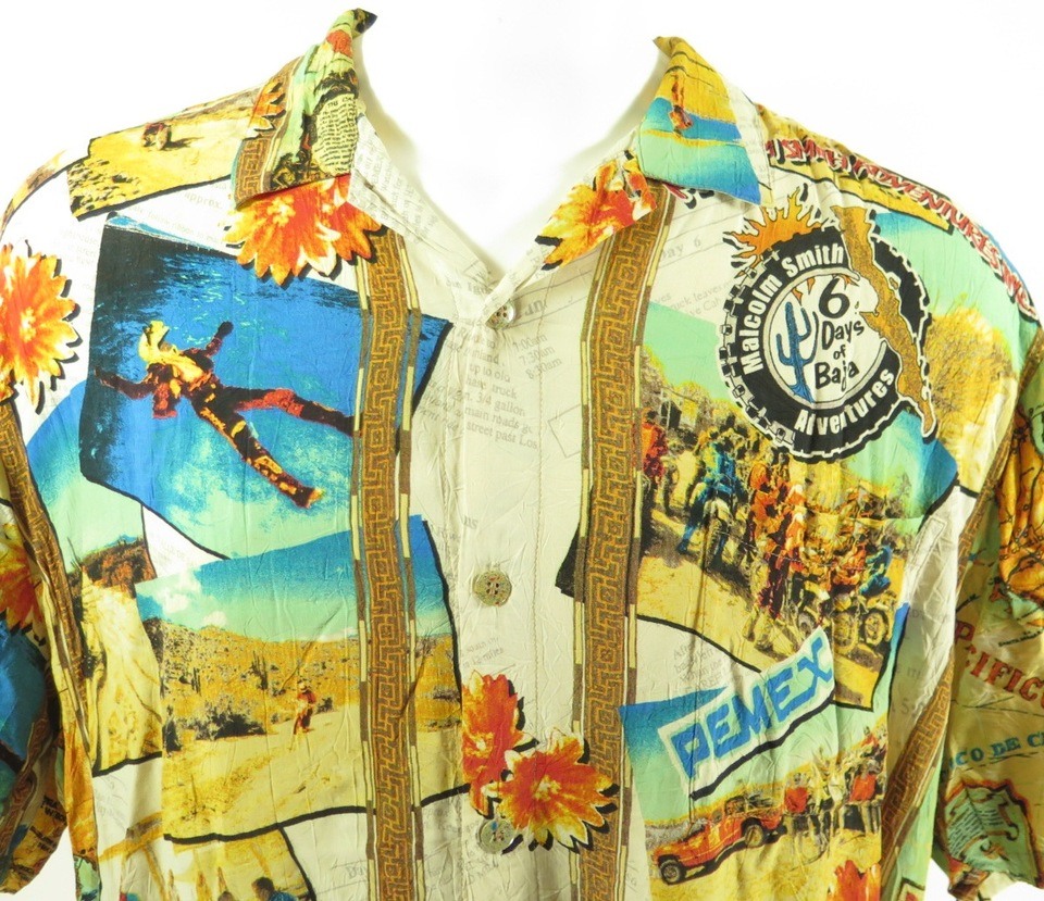 Jams World Baja California Map Hawaiian Shirt Mens XXL The