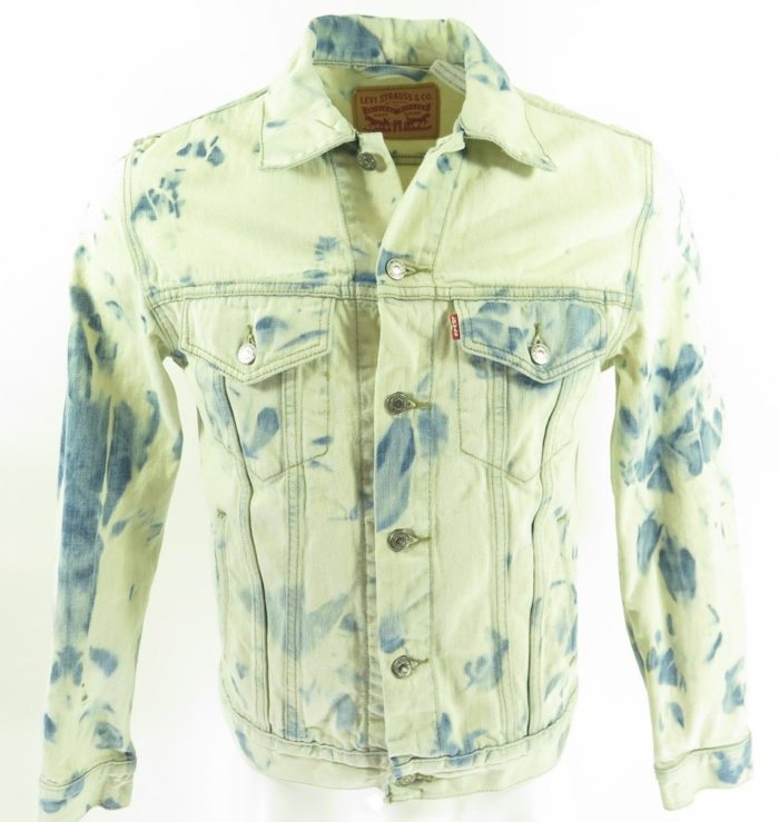 Levis Bleached Denim Jacket Mens M Tie Dye Red Tab Cotton Type III Trucker  | The Clothing Vault