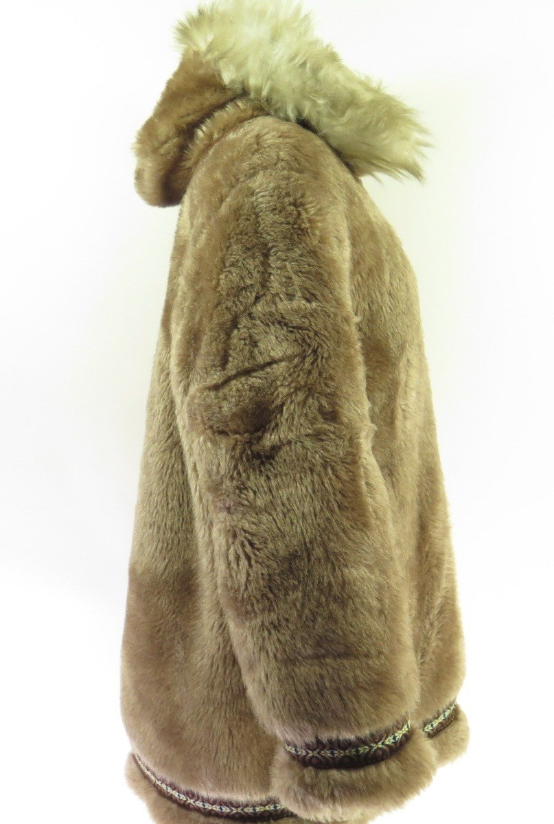 Vintage 60s Mukluk Parka Coat Mens L Goose Down Faux Fur Double Zip ...