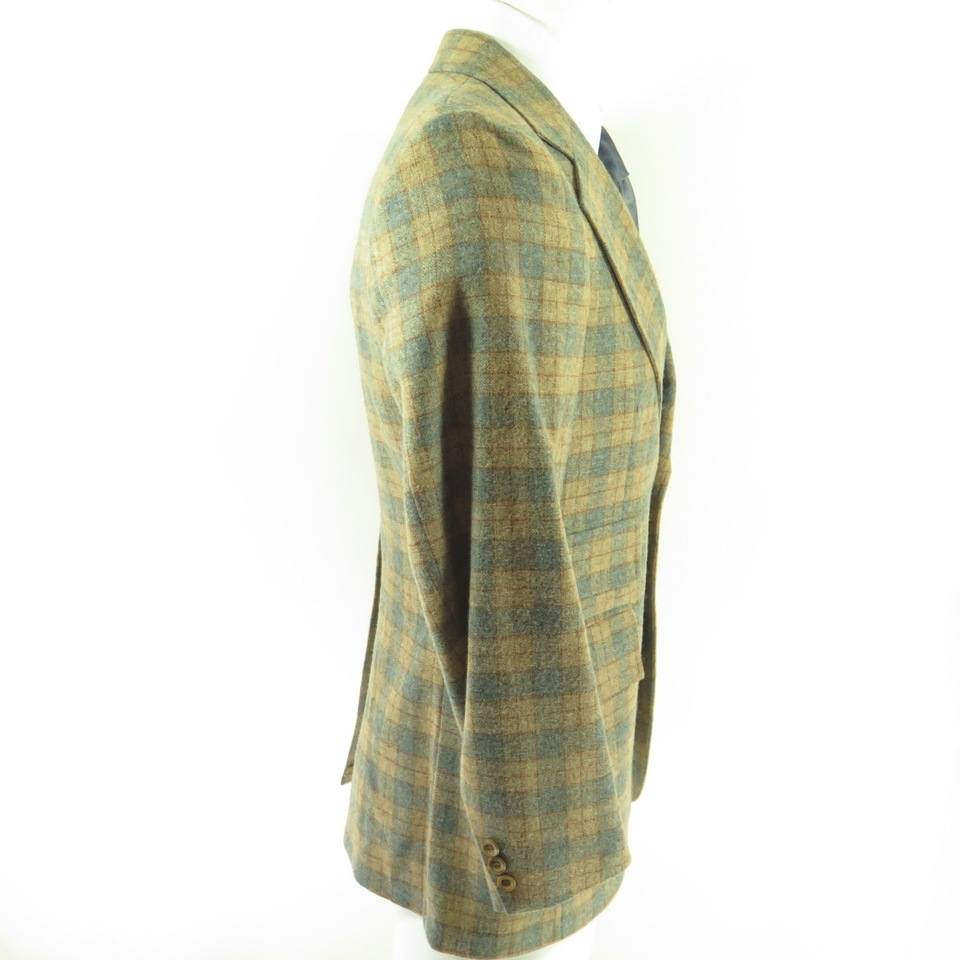 Vintage 70s Plaid Sport Coat Jacket 40 R Wool Wide lapel Blazer | The ...