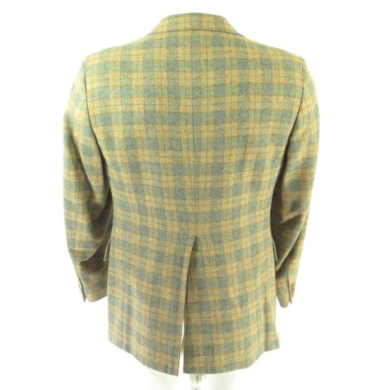 Vintage 70s Plaid Sport Coat Jacket 40 R Wool Wide Lapel Blazer 