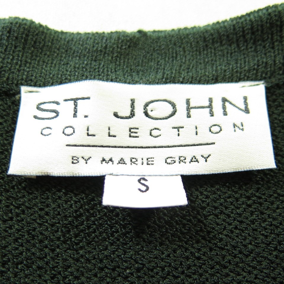 St John Sweater Jacket Womens S Knit Gold Logo Buttons Forest Green ...
