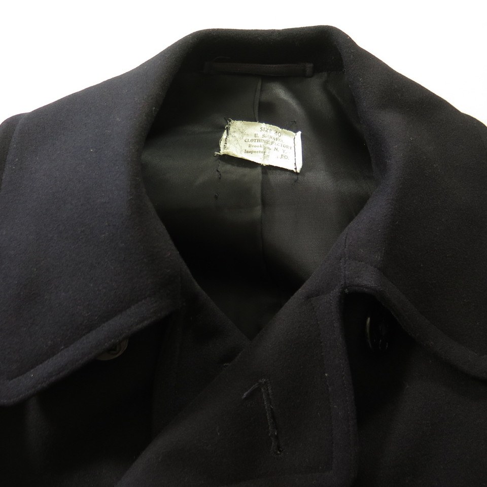 Vintage 40s Navy Pea Coat Mens 40 Deadstock Peacoat WWII 10 Button ...