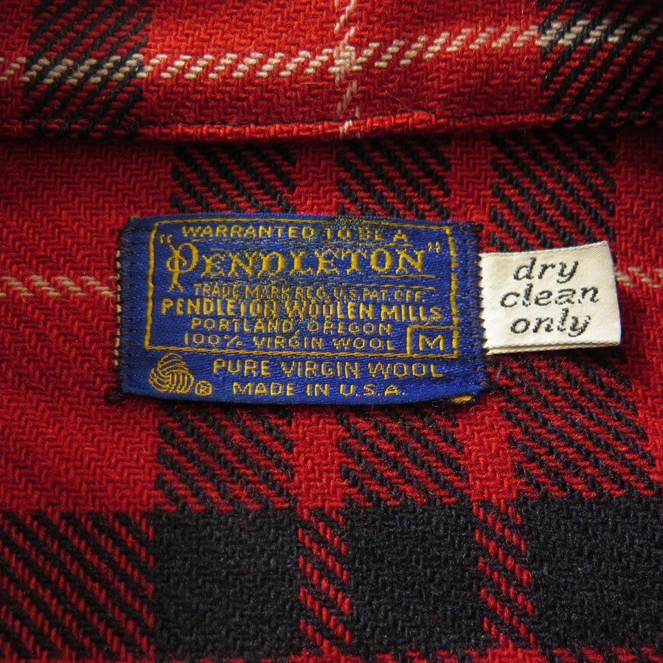 Vintage 50s Pendleton Shirt Jacket Mens M Plaid D Pockets Virgin