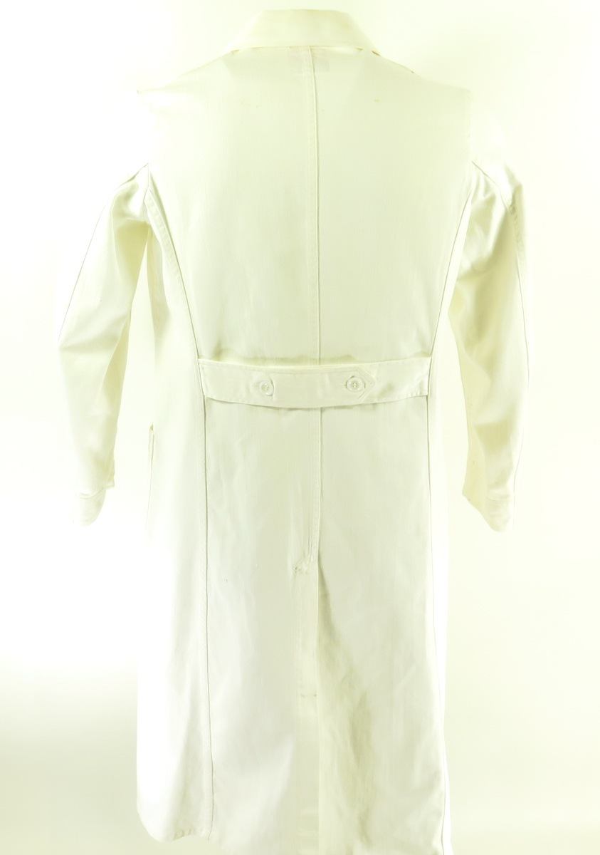 Vintage 50s Sanforized Lab Coat Mens Small White Overcoat Jacket Double ...