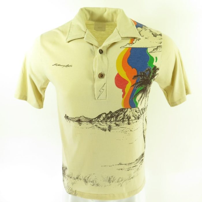 Vintage 60s Lightning Bolt Surf Skate Shirt Mens M Island Print