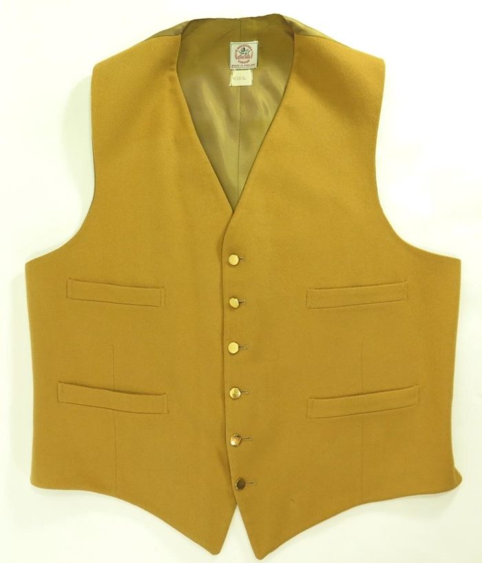 Vintage 60s Waistcoat Vest Mens M Tan Wool Gold Buttons Formal Dress ...