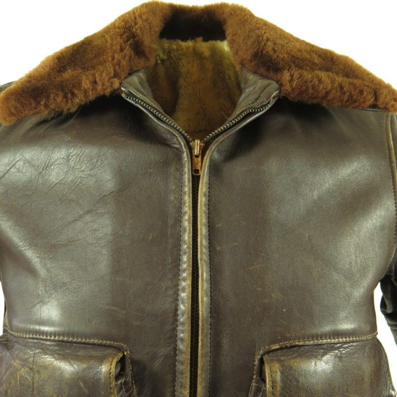 Vintage 50s Horsehide Leather Jacket S Bomber Shearling Fur Cross ...