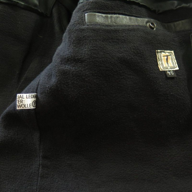 Vintage 80s Police Black Leather Jacket EU 46 US Medium Brass Double ...