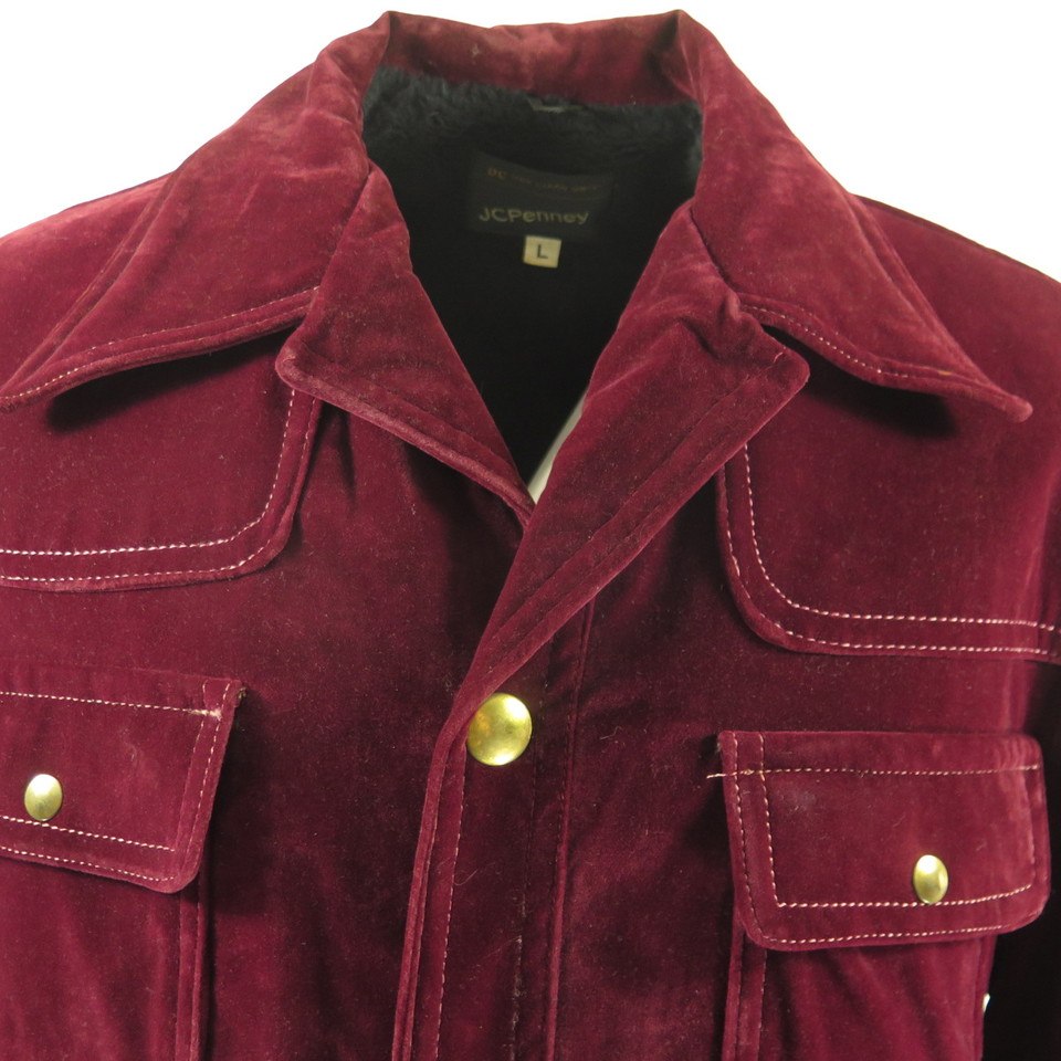 Vintage 60s JC Penney Velvet Coat L Mens Deadstock D Pockets Wide
