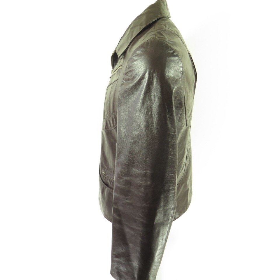 Vintage 60s Leather Jacket Mens 42 Deadstock Brown | The Clothing Vault