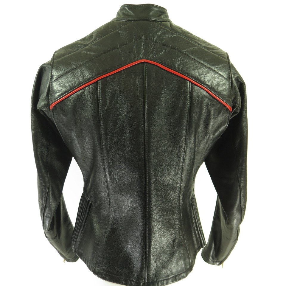 BATES Style LEATHER MOTORCYCLE Jacket Red Black Gray Vintage -   Australia