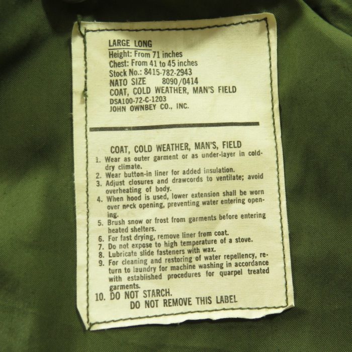 Vintage 70s M-65 Field Jacket Mens L Long Deadstock Military OG-107 ...