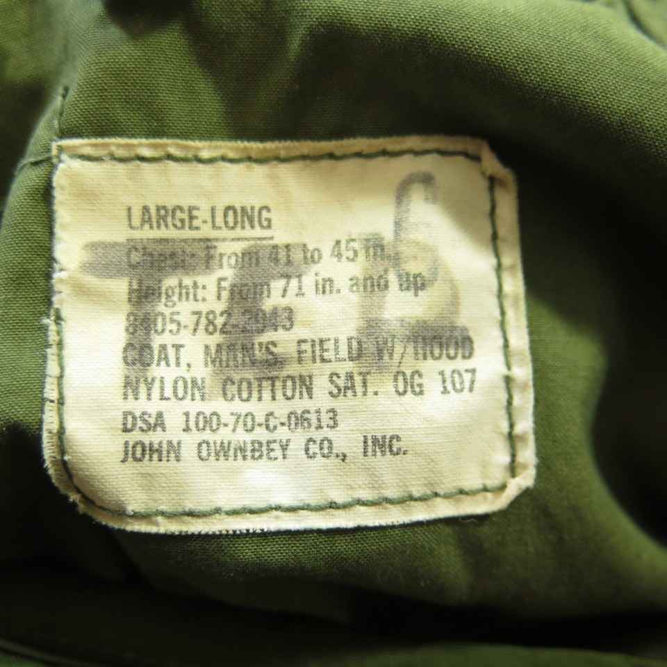 Vintage 70s M-65 Field Jacket Mens L Long OG-107 Vietnam Additional ...