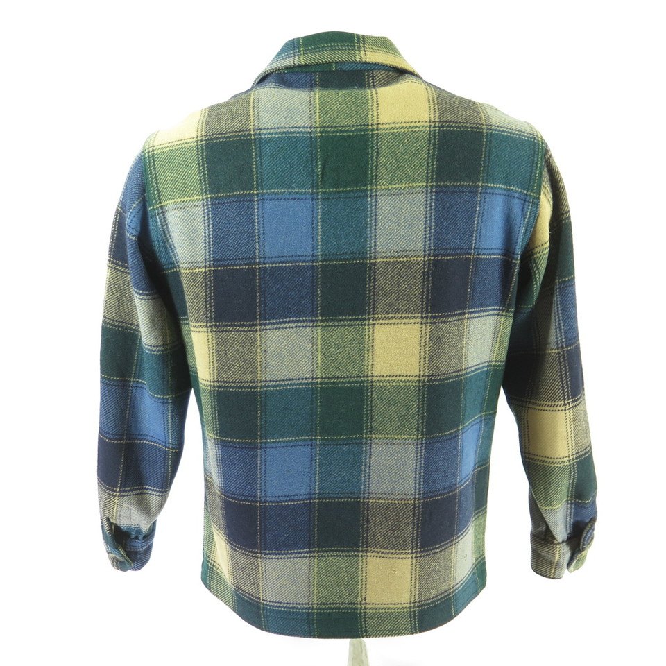 Vintage 60s Pendleton Jacket Mens M Wool Plaid Blue retro pockets | The  Clothing Vault