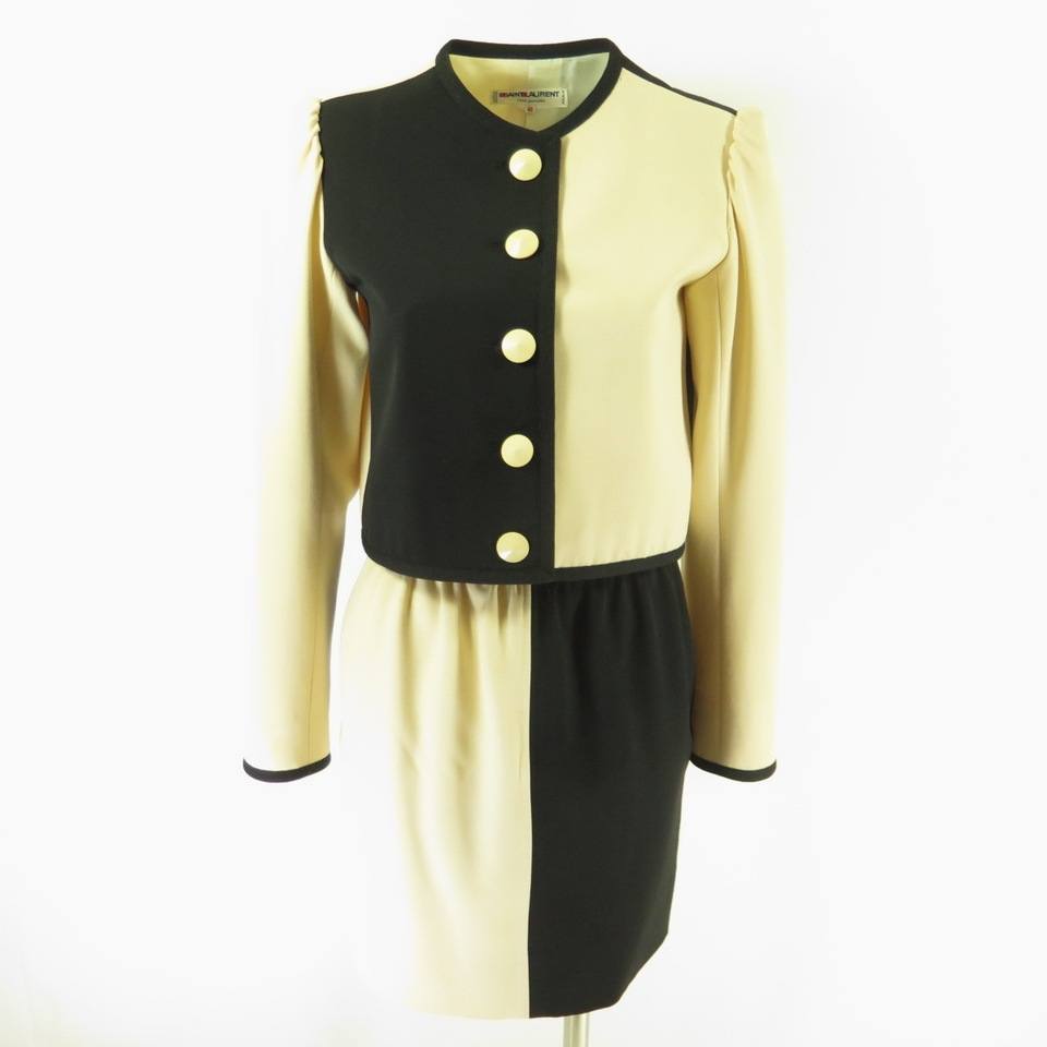 Vintage 70s Saint Laurent 2 Piece Skirt Suit Womens EU 40 US M Made in  France