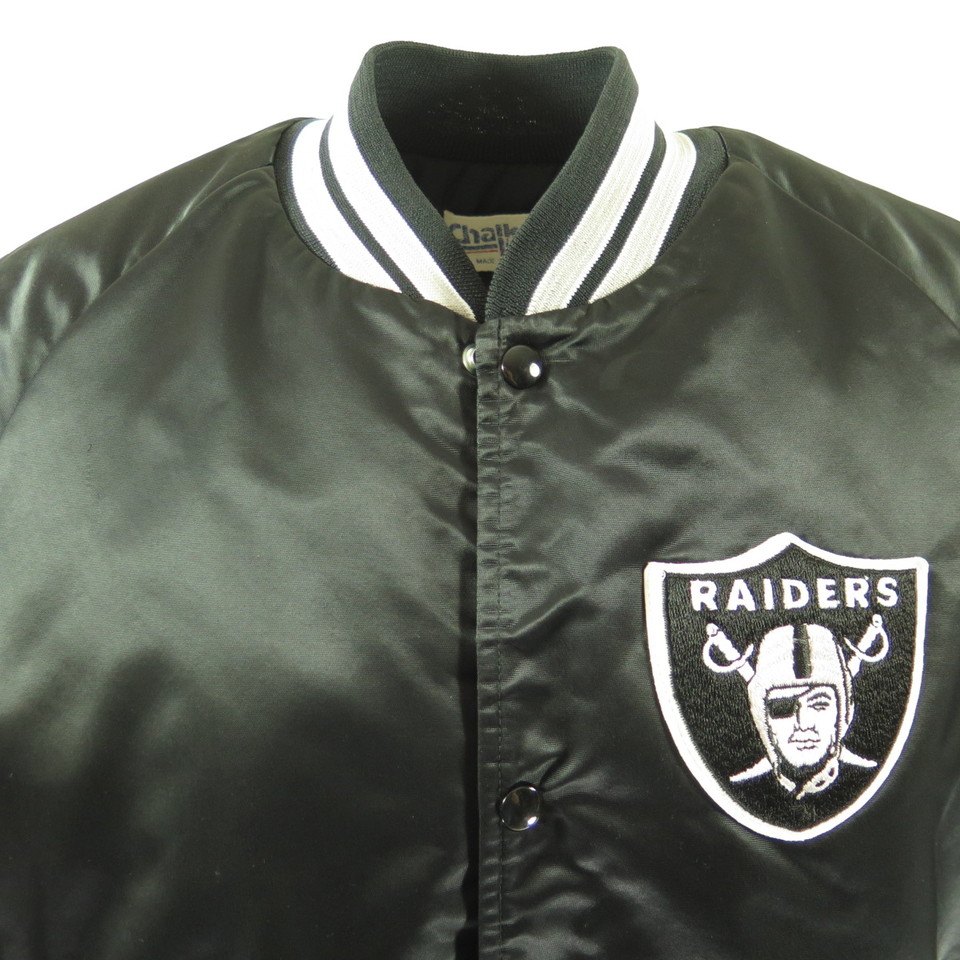 Vintage 80s Oakland Raiders Chalk Line Jacket Mens L Satin NFL Football  Black | The Clothing Vault