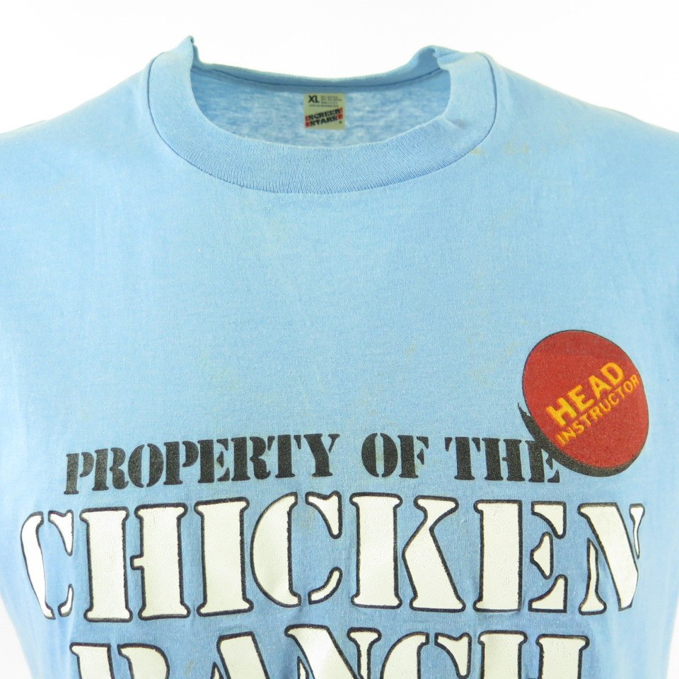 Vintage 80s Chicken Ranch Brothel T-Shirt XLarge Whorehouse Head Instructor  tee | The Clothing Vault