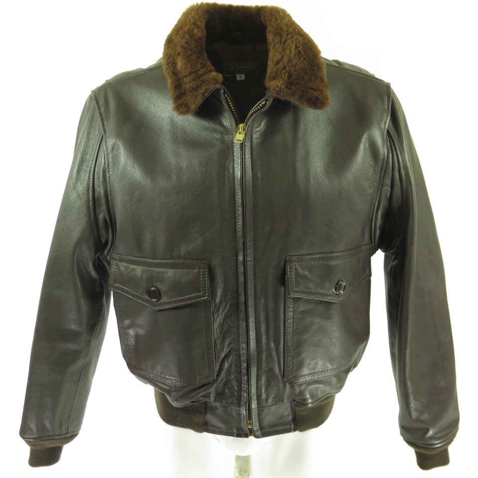 Vintage 80s Type G-1 Leather Jacket Mens 46 Deadstock Brown Flight
