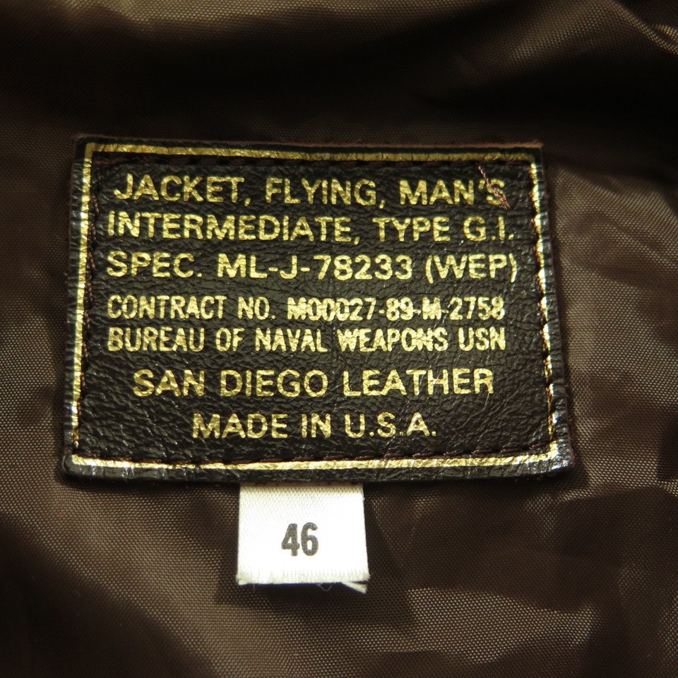 Vintage 80s Type G-1 Leather Jacket Mens 46 Deadstock Brown Flight ...