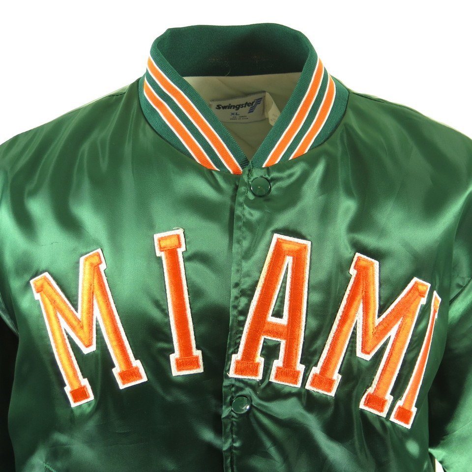 Vintage 80s Miami Hurricanes Jacket Mens XL Deadstock Satin