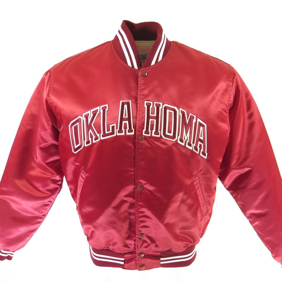 Vintage 80s Oklahoma Sooners Starter Jacket Mens L Satin University ...