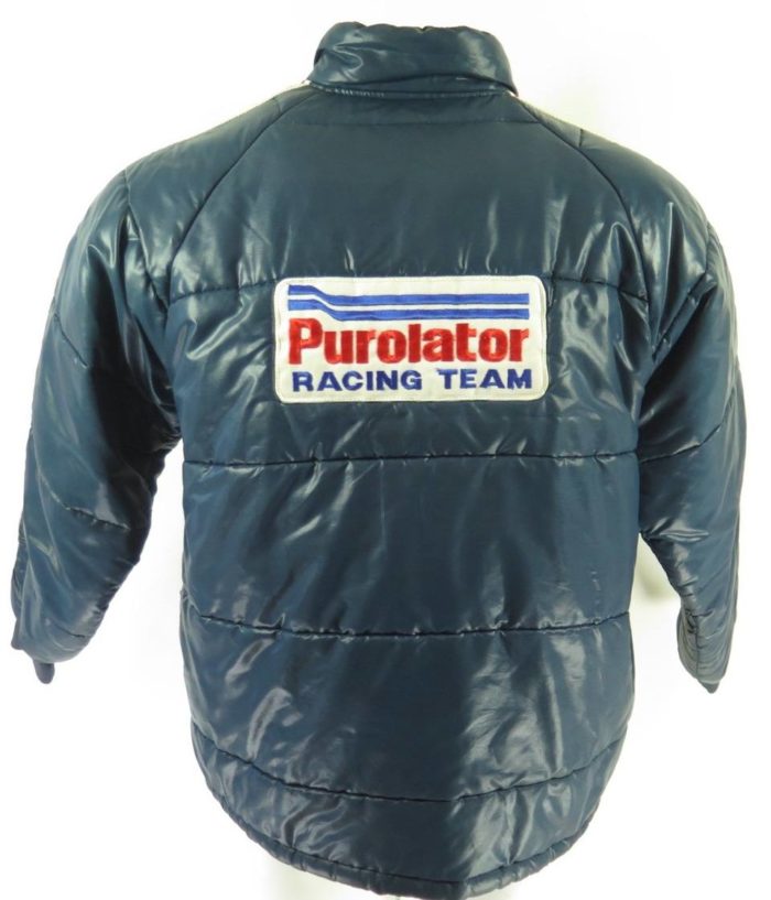 Vintage 80s Purolater Racing Jacket Mens L Great Lakes Puffy Blue