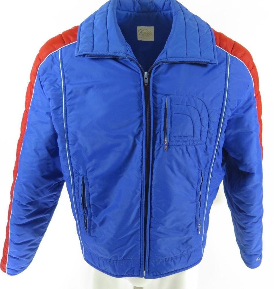 Vintage 80s Roffe Ski Jacket Mens L Puffy Retro Snowboard Blue Time ...