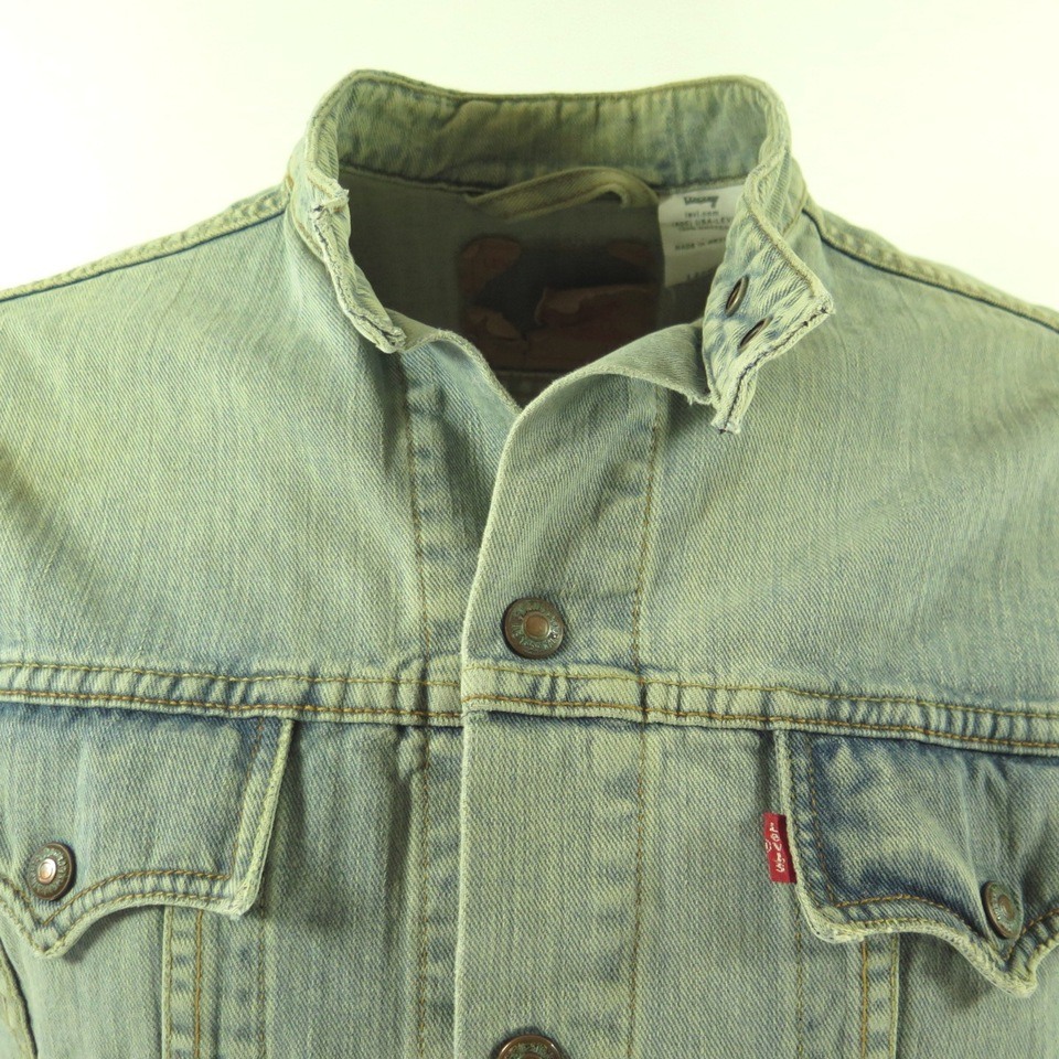 Levis Red Tab Denim Jacket Mens L Trucker Vintage Style Cafe Racer ...