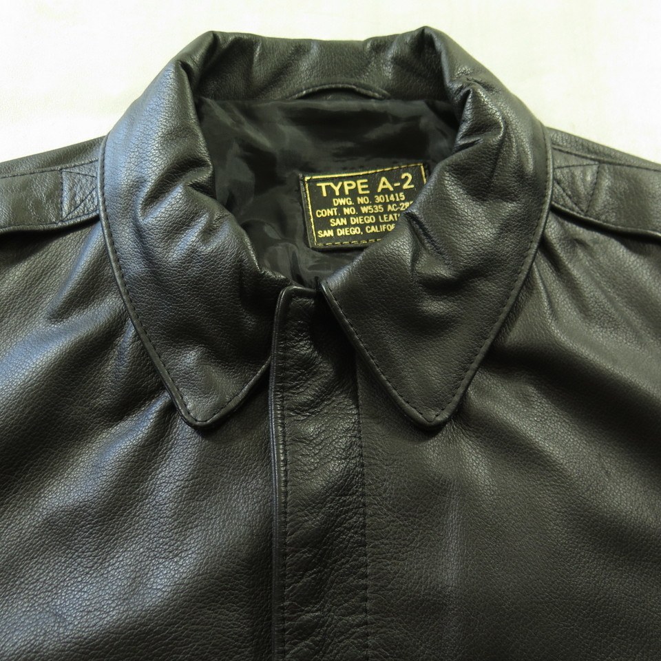 Vintage 90s Type A-2 Flight Leather Jacket 42 or Large Deadstock