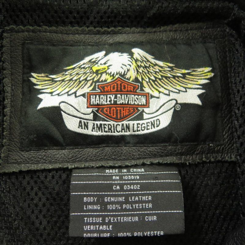 Harley Davidson Motorcycle Leather Jacket Mens L Biker Black Eagle ...