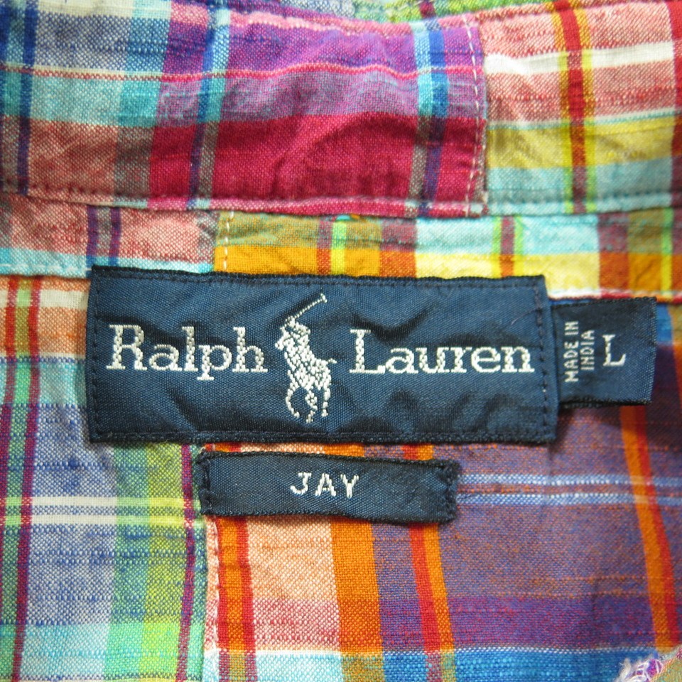 Ralph Lauren Summer Patchwork Shirt Mens L Madras by The Clothing Vault ...