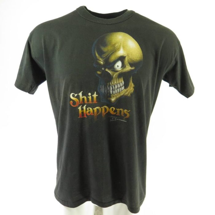 Vintage 80s Shit Happens T-Shirt Mens XL Outfit 50/50 USA Made Skull ...