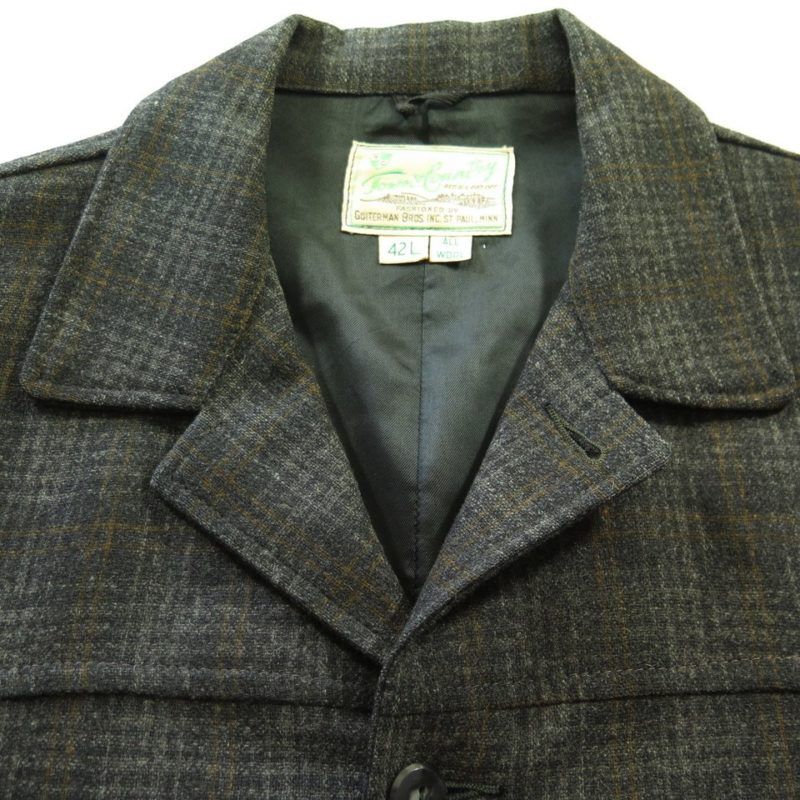 Vintage 40s Town & Country Jacket Coat Wool 42 Long USA Made Plaid Thin ...