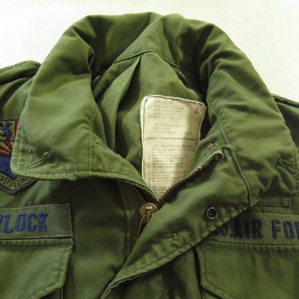 Vintage 70s M-65 Field Jacket Alpha S Air Force Patches OG-107 1976 ...