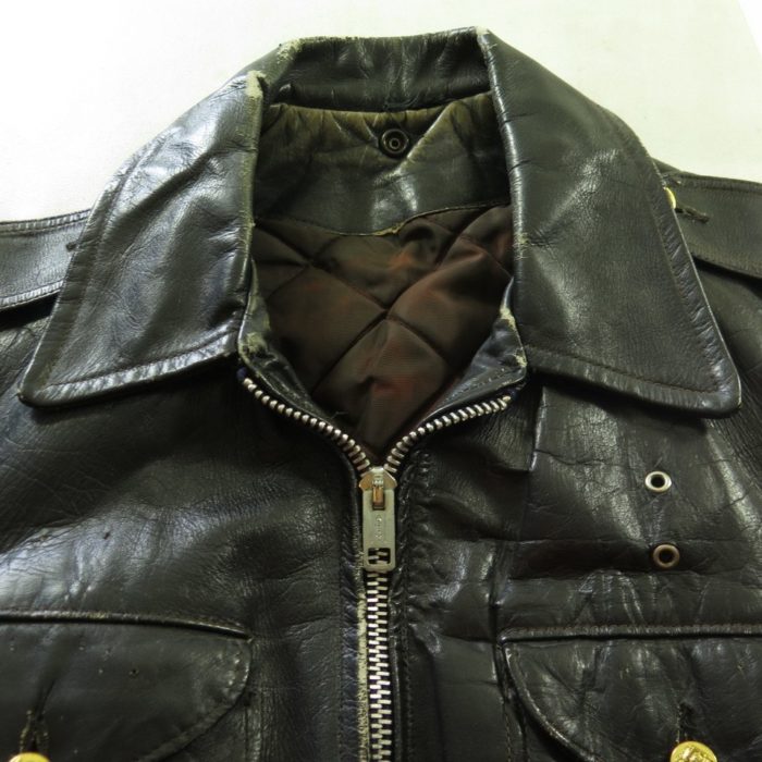 Vintage 50s Dur-O-Jak Police Leather Jacket Mens 40 Schott Motorcycle ...