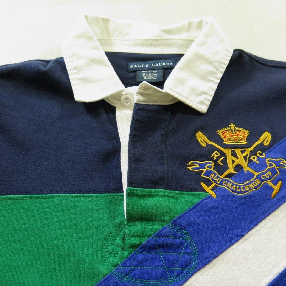 Ralph Lauren Rugby Shirt Womens L Challenge Cup Embroidered Equestrian ...