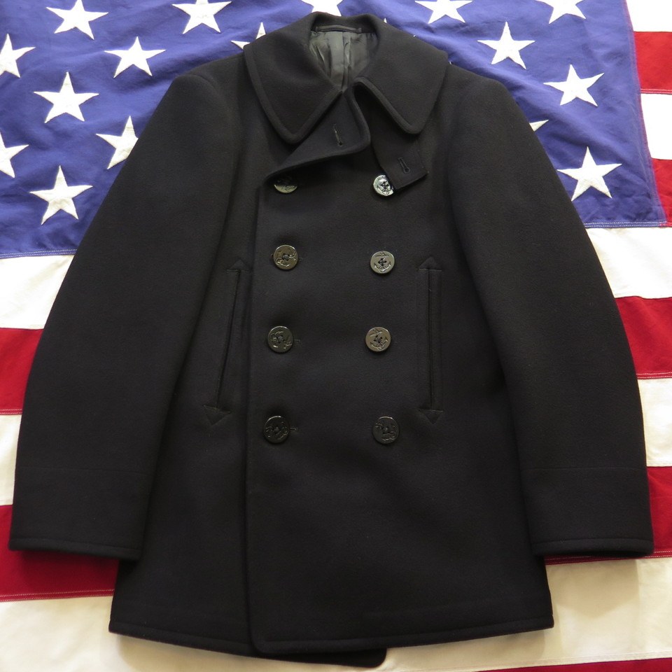 Vintage 40s Navy Peacoat 34 Wwii Pea Coat Mens Wool Navy Clothing Factory The Clothing Vault