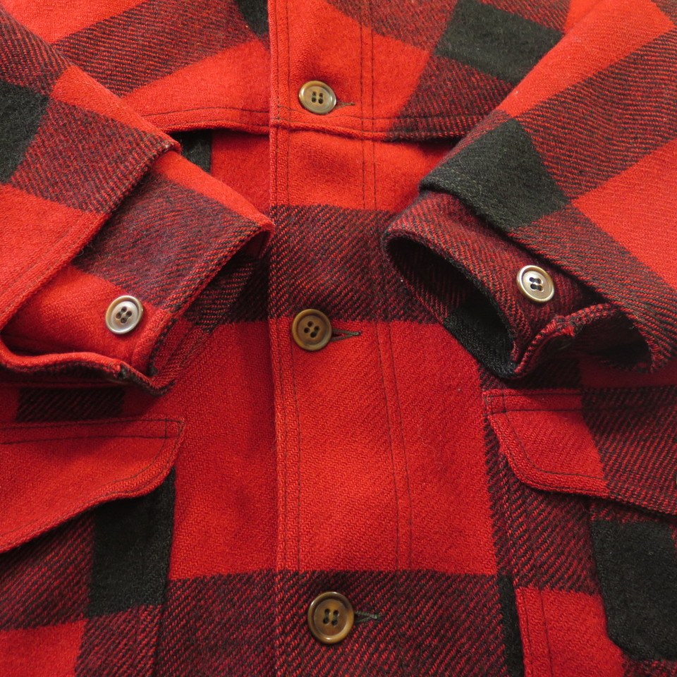 Vintage 40s White Stag Mackinaw Coat Mens 42 Red Black Buffalo Plaid ...