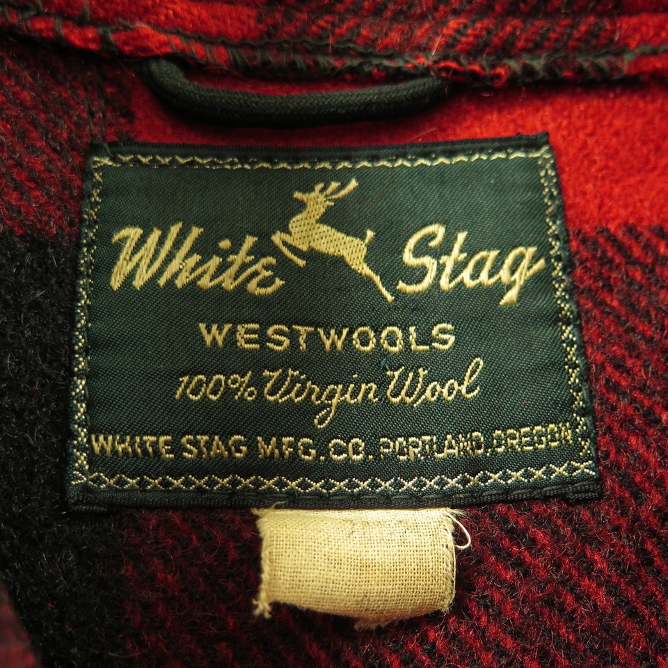 Vintage 40s White Stag Mackinaw Coat Mens 42 Red Black Buffalo Plaid ...