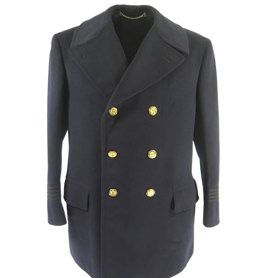 VTG USA Union Made deals Navy Military Wool Pea Coat Sz 40