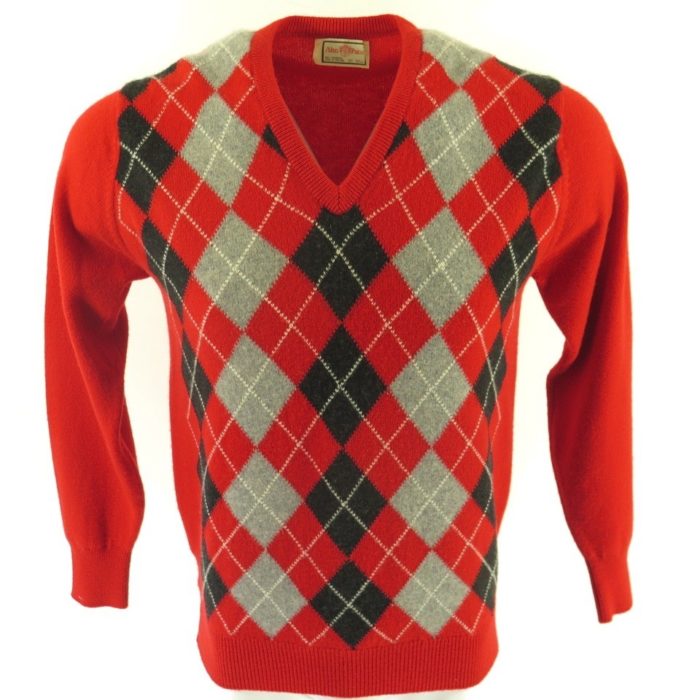 60s-Alan-Paine-argyle-plaid-cardigan-sweater-H88I-1