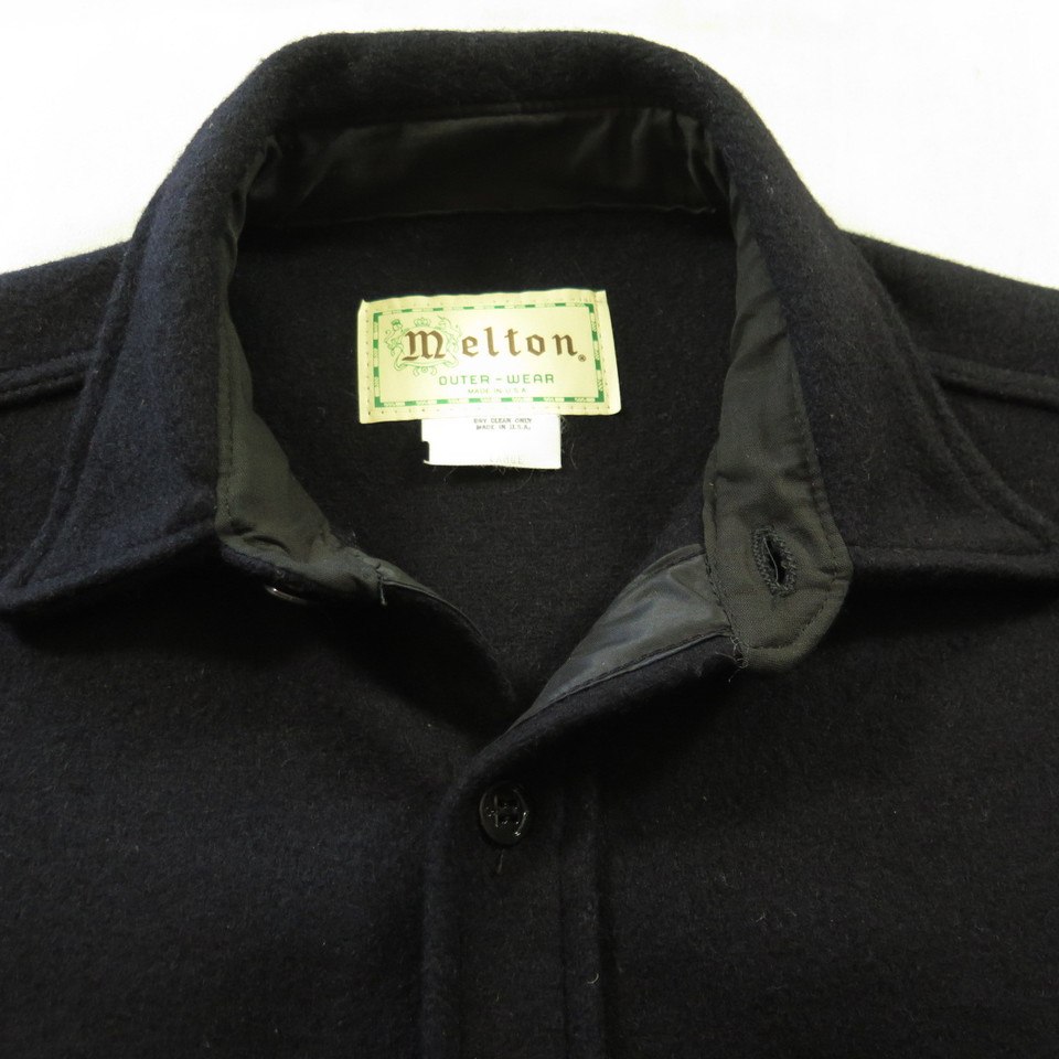 Vintage 60s CPO Wool Shirt Mens L Deadstock Melton Navy Blue USA